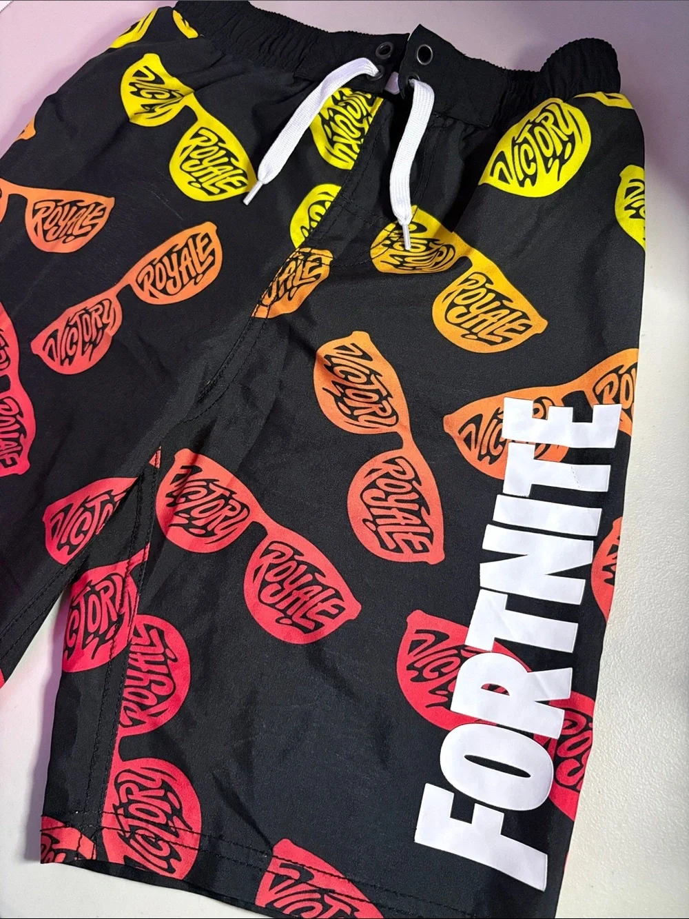 Boys (M) Black Fortnite Logo Swim Shorts